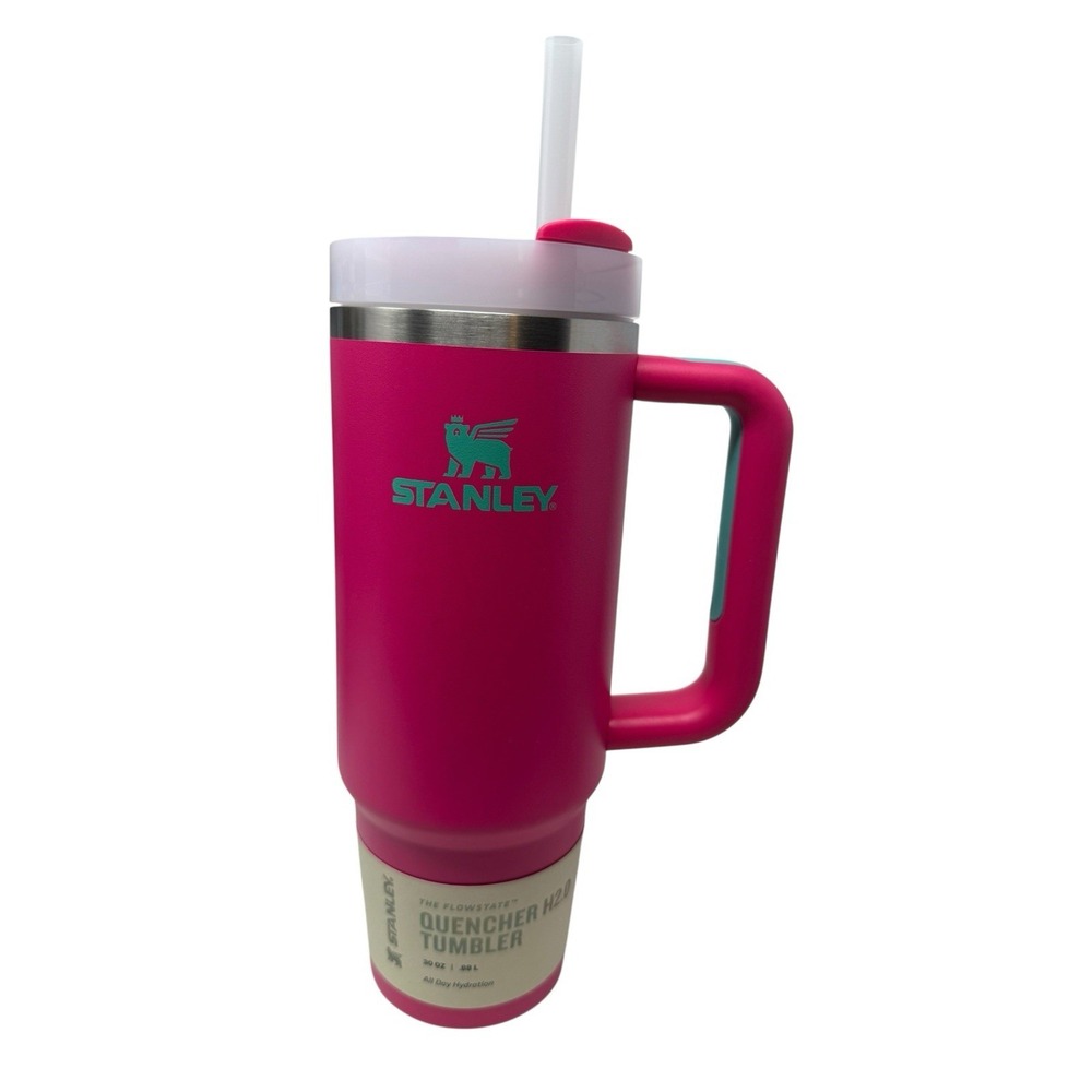 Stanley 30oz Tumbler Passion Pink Quencher H2.0 FlowState Lid Bent Straw Scuffs